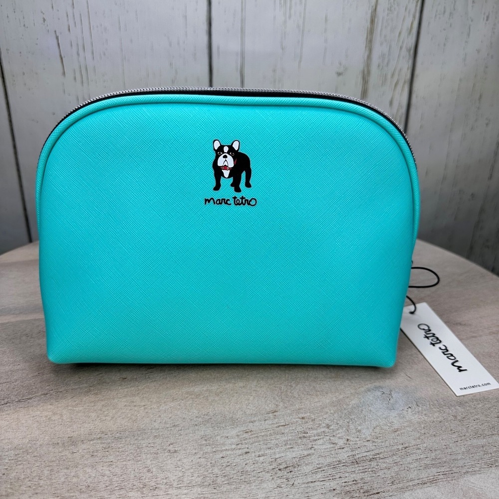 Marc Tetro Boston Terrier French Bulldog Teal Makeup Cosmetic Zipper Case - Picture 2 of 16